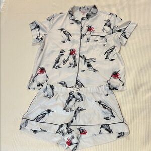 Victoria's Secret White and Black Penguin Pajama Set